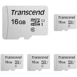 Transcend Highspeed 16GB Micro SDXC/SDHC Speicherkarte (für Smartphones, etc. und Digitalkameras) / Class 10, UHS-I – TS16GUSD300S (Packung mit 5)