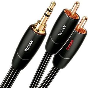 AudioQuest 5 m Tower 3,5 mm – 2 x RCA Audiokabel 3,5 mm schwarz – Audiokabel (3,5 mm, 2 x RCA, Kupfer, 5 m) Schwarz