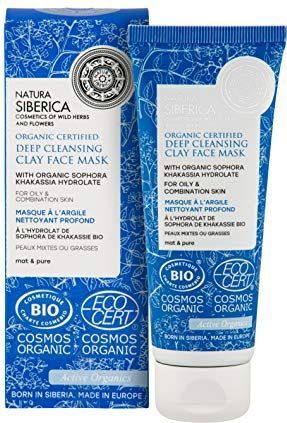 Natura Siberica Bio-zertifizierte Tiefenreinigungs-Ton, Gesichtsmaske für fettige und Mischhaut, 75 ml
