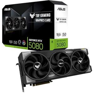 ASUS TUF Gaming GeForce RTX 5080 16GB GDDR7 Gaming Grafikkarte (Nvidia GeForce RTX5080, 3,6 Slot Design, PCIe 5.0, 2X HDMI 2.1b, 3X DisplayPort 2.1a, TUF-RTX5080-16G-GAMING)