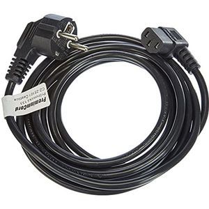 PremiumCord Netzkabel 230V 3m, Stromkabel mit Schutzkontakt gewinkelt auf Kaltgerätebuchse C13 gewinkelt, IEC 320, PC Netzkabel 3 Polig, Farbe schwarz