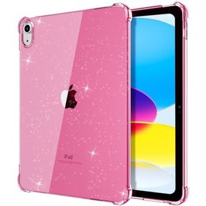 TiMOVO Hülle für iPad A16 11. Generation 11 Zoll 2025, iPad 10. Generation 2022 10,9 Zoll, Schlanke Leichte Transparente TPU Schutzhülle, Glitzerblumen Rosa