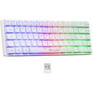 The G-Lab Keyz Hydrogen WL- Kabellose Gaming-Tastatur, 60 % halbmechanische Tastatur, Azerty, RGB Mehrfarbig – kabellose Gaming-Tastatur, leise, kompaktes Format TKL – PC/PS4/PS5 – Neu (weiß)