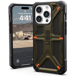 URBAN ARMOR GEAR Monarch Schutzhülle kompatibel mit Apple iPhone 15 Pro Hülle [Wireless Charging kompatibel, 5-Schichten Schutz nach Militärstandard, Erhöhter Rand] Kevlar grün