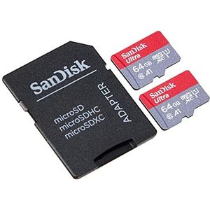 SanDisk Ultra 64GB microSDHC UHS-I card, with Adapter (2-Pack)