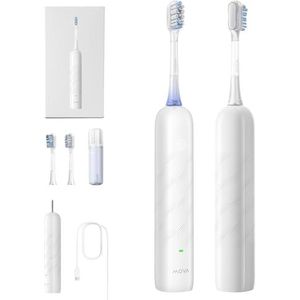 Mova Fresh SweepDrive elektrische Zahnbürste, wiederaufladbare elektrische Zahnbürste für Erwachsene, Typ-C-Ladung, intuitiver Drucksensor, 3-in-1-Ersatzbürstenkopf mit Halter, weiß