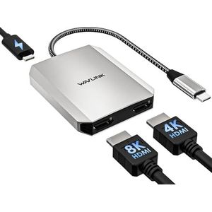 WAVLINK Dual-HDMI-Adapter, USB-C-auf-Dual-HDMI-Adapter, 4K @ 60 Hz, mit 100 W Stromversorgung, für Dell-XPS, HP, Lenovo, Thunderbolt 3/4-Laptops, Windows-System-Laptops