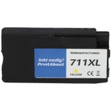 PrintAbout huismerk Inktcartridge 711 (CZ132A) Geel Geschikt voor HP
