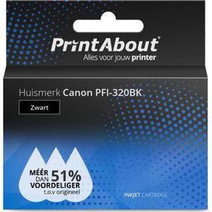 PrintAbout huismerk Inktcartridge PFI-320BK Zwart Hoge capaciteit Geschikt voor Canon
