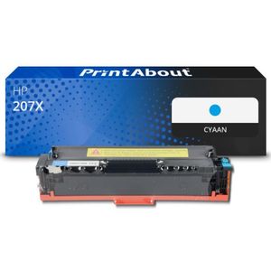 PrintAbout huismerk Toner 207X (W2211X) Cyaan Hoge capaciteit Geschikt voor HP