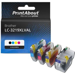 PrintAbout huismerk Inktcartridge LC-3219XLVAL 4-kleuren Multipack Hoge capaciteit Geschikt voor Brother
