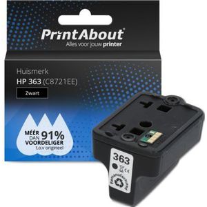 PrintAbout huismerk Inktcartridge 363 (C8721EE) Zwart Geschikt voor HP
