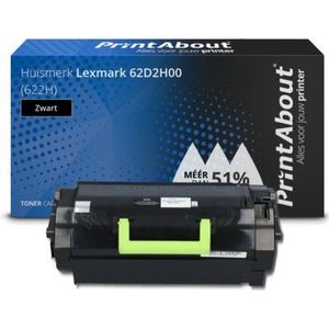 PrintAbout  Toner 62D2H00 (622H) Zwart Hoge capaciteit geschikt voor Lexmark