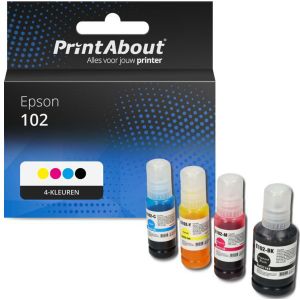 PrintAbout huismerk Inktcartridge 102 (T03R14/24/34/440) 4-kleuren Multipack Geschikt voor Epson