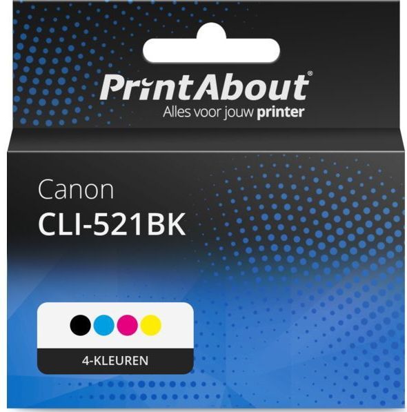 PrintAbout huismerk Inktcartridge CLI-521BK 4-kleuren Multipack Geschikt voor Canon