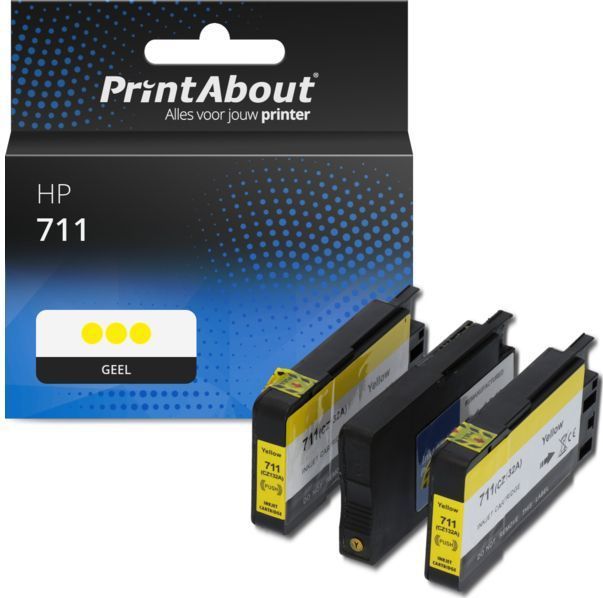 PrintAbout huismerk Inktcartridge 711 (CZ136A) Geel Multipack Geschikt voor HP