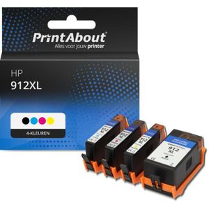 PrintAbout huismerk Inktcartridge 912XL (6ZC74AE) 4-kleuren Multipack Geschikt voor HP
