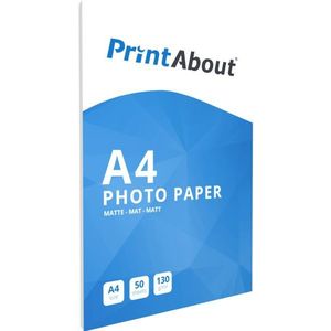 PrintAbout huismerk Fotopapier Mat A4 130 gr (50 vel) Geschikt voor PrintAbout