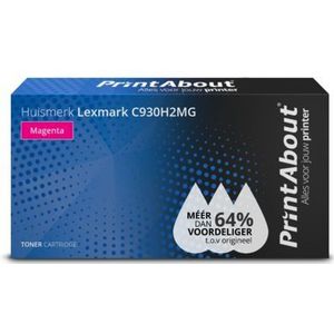 PrintAbout huismerk Toner C930H2MG Magenta Hoge capaciteit Geschikt voor Lexmark
