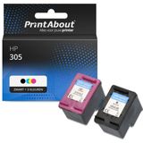 PrintAbout huismerk Inktcartridge 305 (6ZD17AE) Zwart + 3 kleuren Multipack Geschikt voor HP