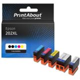 PrintAbout huismerk Inktcartridge 202XL (C13T02G14010) 5-kleuren Multipack Hoge capaciteit Geschikt voor Epson