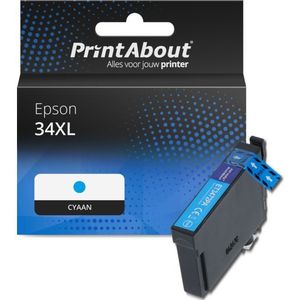 PrintAbout huismerk Inktcartridge 34XL (C13T34724010) Cyaan Hoge capaciteit Geschikt voor Epson