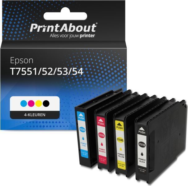 PrintAbout huismerk Inktcartridge T7551/52/53/54 4-kleuren Multipack Geschikt voor Epson