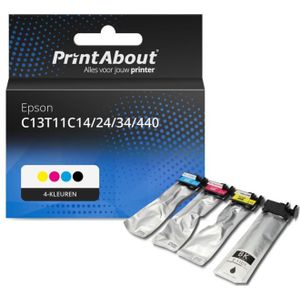 PrintAbout huismerk Inktcartridge C13T11C14/24/34/440 4-kleuren Multipack Geschikt voor Epson