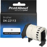 PrintAbout huismerk Etiket DK-22113 Zwart op transparant (62 mm) Geschikt voor Brother