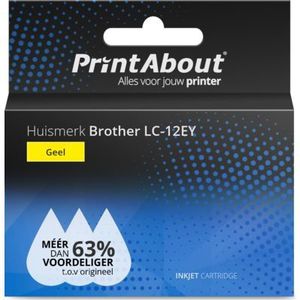 PrintAbout  Inktcartridge LC-12EY Geel geschikt voor Brother