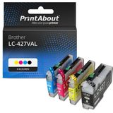PrintAbout huismerk Inktcartridge LC-427VAL 4-kleuren Multipack Geschikt voor Brother