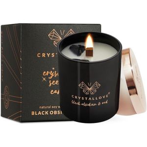 Crystallove - Black obsidian soy candle & oud Kaarsen