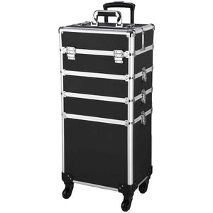 UNIQ - 4-in-1 Klassieke XL Make-up/Nagel Trolley Make-up tassen Zwart