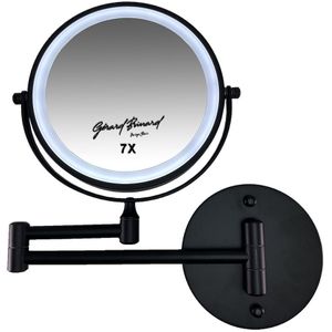 Metalen Wand Spiegel - Zwart - LED Verlichting - Dimbaar - 18cm Doorsnee