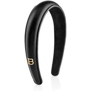 Balmain Hair Couture - Black Leather Puffed Headband Haarbanden