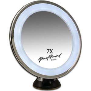 Zuignap Spiegel Zwart LED 7x vergroting verlichte make up spiegel Ø17cm | Badkamer Spiegel