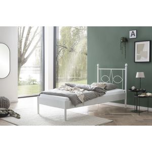 Metalen bed Sun - 90 x 210, Structuur Wit