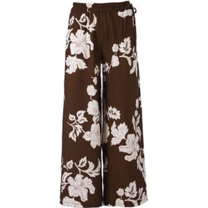 Enjoy - Broek - Bruin - Dames - Met Elastische Taille en Wijde Pijpen