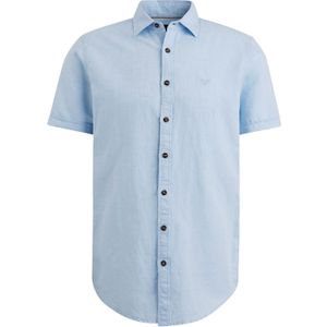 Pme Legend Short Sleeve Shirt Ctn Linen 2tone Blauw heren