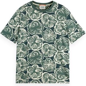 Scotch & Soda T-shirt Big All Over Print Groen heren