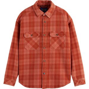 Scotch & Soda Overshirt Denim Checked Rood heren