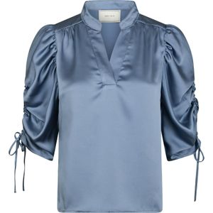 Neo Noir - Alvira Drapy Satin - Blouse - Blauw