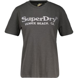 Superdry T-shirt Venice Beach Metallic Grijs dames