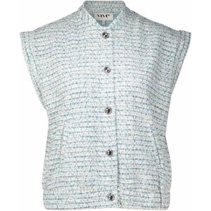 Vive La Femme Gilet sleeveless sparkling bouclé Blauw dames