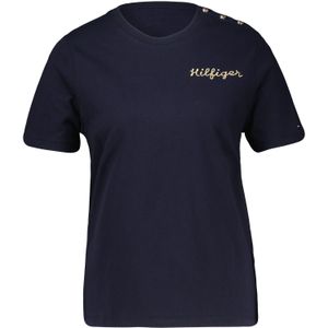 Tommy Hilfiger T-shirt met Gouden Knopen Blauw dames