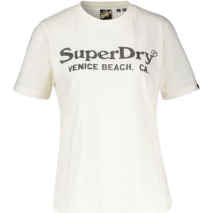 Superdry T-shirt Venice Beach Metallic Wit dames