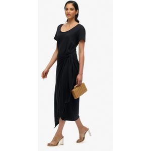 Superdry Jurk Slub Wrap Zwart dames