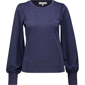 Zusss Top met Lange Mouw en Col Shimmer Blauw dames