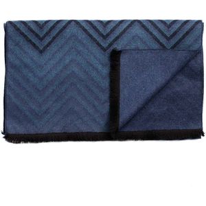 TRESANTI - DEMOCRITO - Sjaal - Blauw - Vervaagd Viscose Visgraatmotief