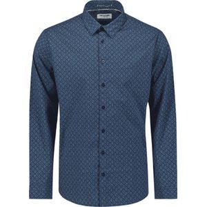 No Excess - Overhemd - Cyaan Blauw / Donkerblauw - Lange Mouw - Regular Fit